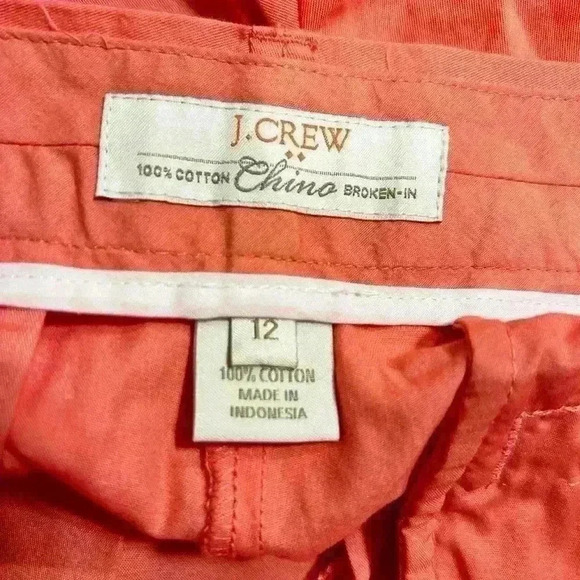 J Crew 100% Cotton Neon Orange Chino Shorts Size 12 - Picture 8 of 8